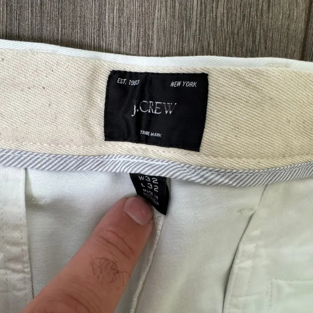 J.Crew 1040 Athletic Tapered-Fit Stretch Chino Pant Mens 32x32 White Hand Pocket